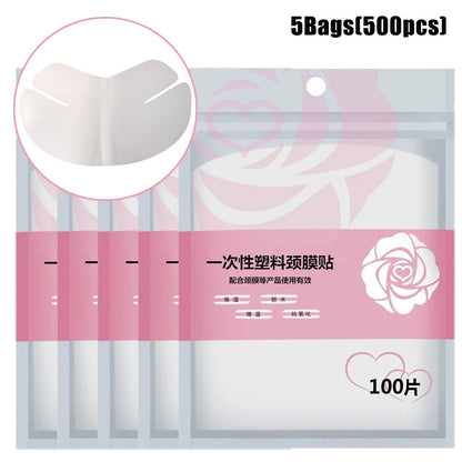 Disposable Full Face & Neck Beauty Wraps - 100/500pcs Transparent Plastic Film Mask Covers