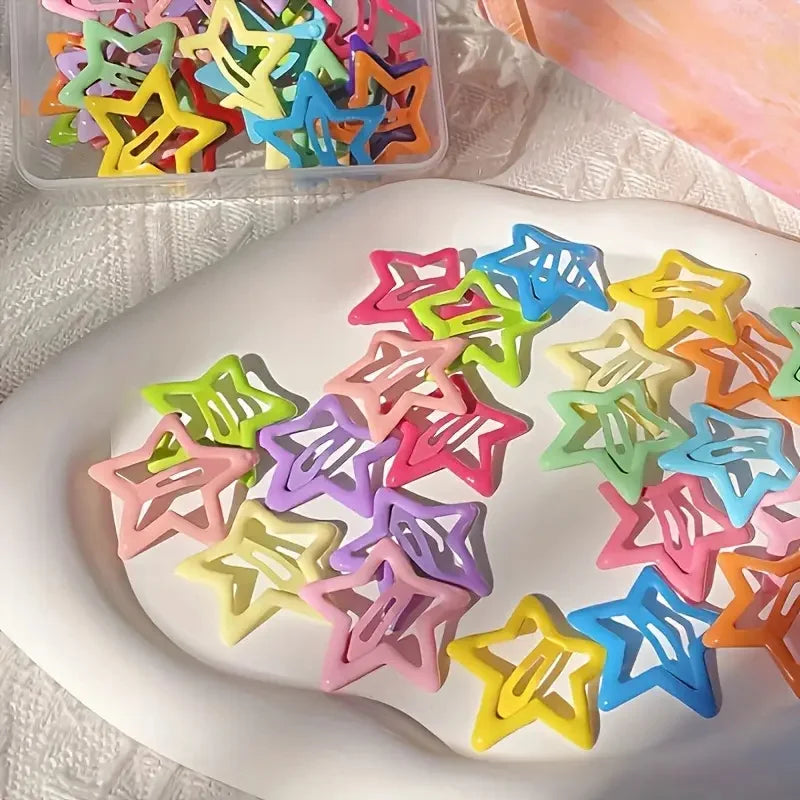 Star-Shaped Alloy Hair Clips - 20/50Pcs Retro Hollow-Out Hair Accessories for Elegant Daily Styling