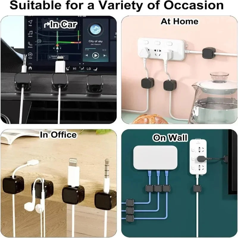 Magnetic Cable Clips – Adjustable Cord Holders for Desk Cable Management, 4/8/16/36PCS Organizer