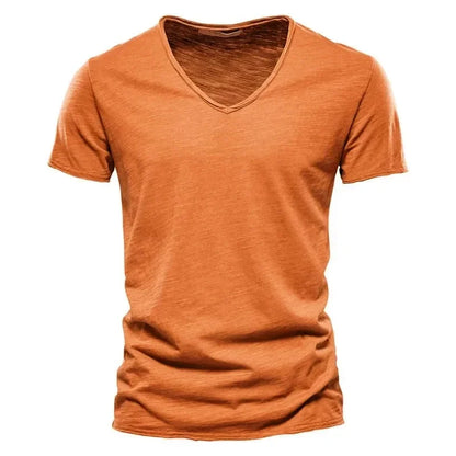 100% Cotton Men’s V-Neck T-Shirt – Lightweight Short Sleeve Fitness Tee, Breathable Fashion Top for Men (Sizes S–5XL)