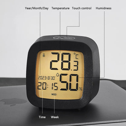 LED Alarm Clock with Backlight - Battery Operated, LCD Display with Temperature and Humidity Monitor for Home, Office, School Decor