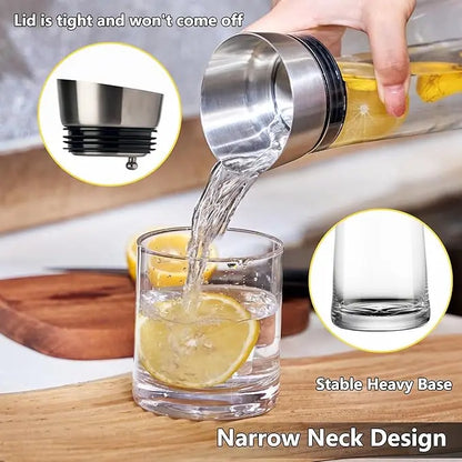 1.5L Glass Pitcher with Lid - 52oz Fridge Carafe for Hot & Cold Water, Iced Tea, Coffee & Juice