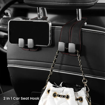 2-in-1 Car Rear Seat Hook – Universal Headrest Hanger Clip, Double Hook Storage for Car Interior Accessories