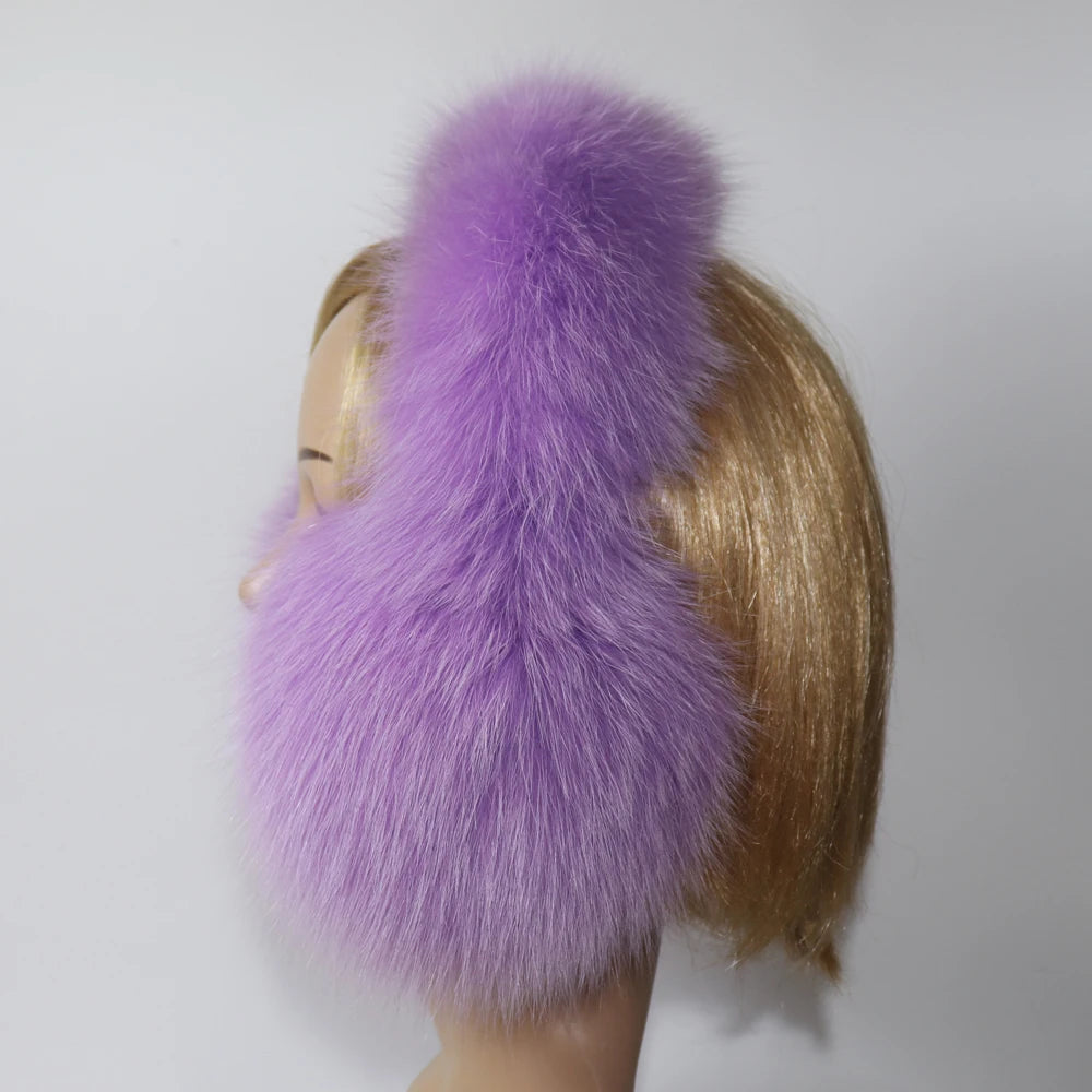 Real Fox & Raccoon Fur Earmuffs – Warm Winter Ear Warmer for Women and Girls, Plush Genuine Fur Accessory