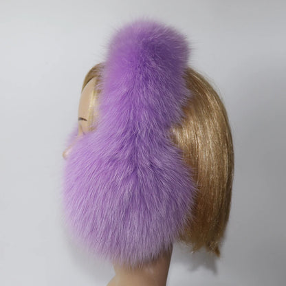 Real Fox & Raccoon Fur Earmuffs – Warm Winter Ear Warmer for Women and Girls, Plush Genuine Fur Accessory