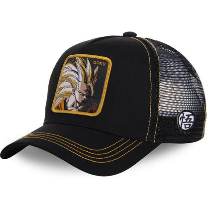 Dragon Ball Son Goku Embroidered Cap - Adjustable Hip Hop Trucker Mesh Sun Visor Hat for Men & Travel