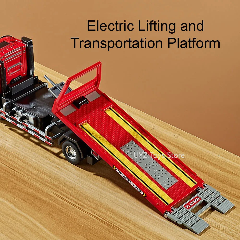 1:24 Electric Flatbed Cement Pump Truck Model — Diecast Alloy Toy with Sound & Light, Doors Open, Gift for Boys