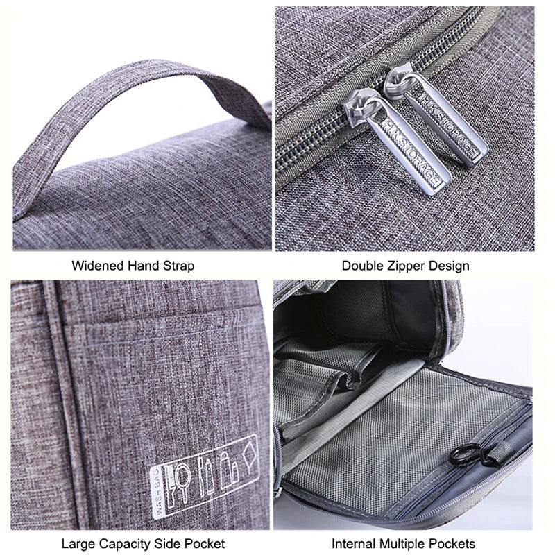 Portable Hanging Cosmetic Bag - Travel Toiletry Organizer for Men and Women | Makeup Vanity Storage Case