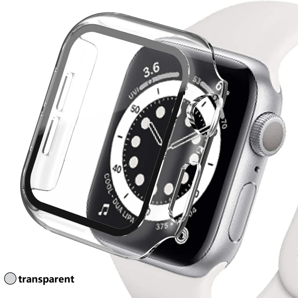 Tempered Glass Screen Protector Case for Apple Watch - Series 8 7 6 SE 5 4 3 Protective Cover Accessories 41mm 40mm 44mm 45mm 42mm