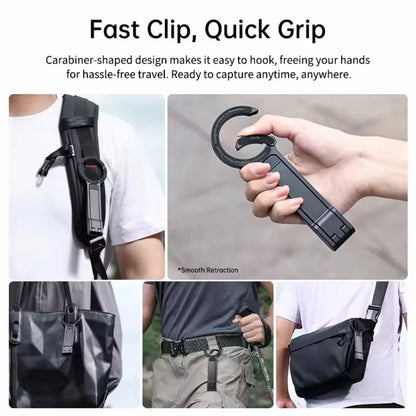Metal Magnetic Phone Tripod – Carabiner & Desk Mount for iPhone 13–16, Dual-Sided Portable Holder