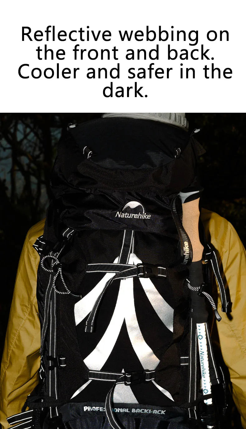 Naturehike 70L Camping Backpack — Large Capacity Ergonomic Hiking & Trekking Bag for Men with Rain Cover