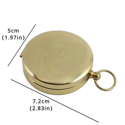 Brass Outdoor Compass - Portable Gold Pocket Navigation Compass with Glow-in-the-Dark Display for Camping & Hiking