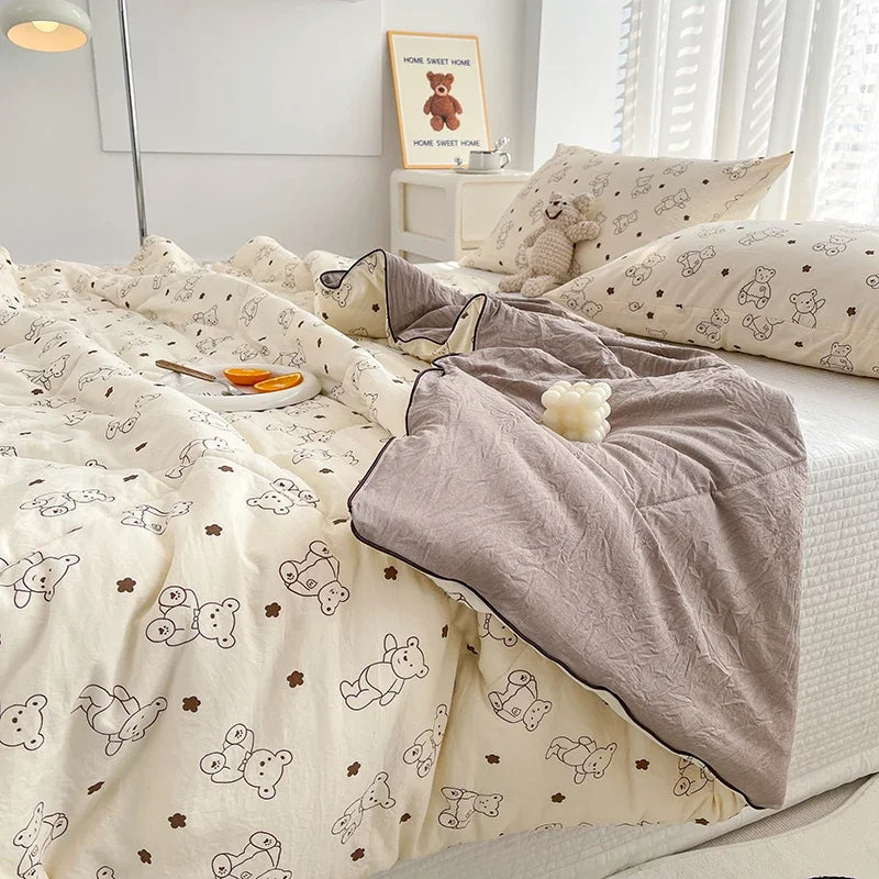 Washed Double Gauze Quilt – Lightweight Summer Comforter with Soya Fibre Filling, Soft & Breathable for Queen Size