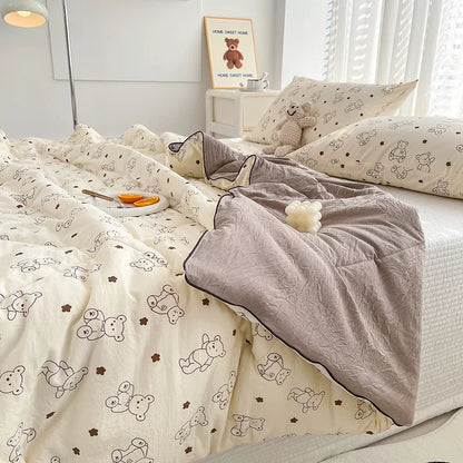 Washed Double Gauze Quilt – Lightweight Summer Comforter with Soya Fibre Filling, Soft & Breathable for Queen Size