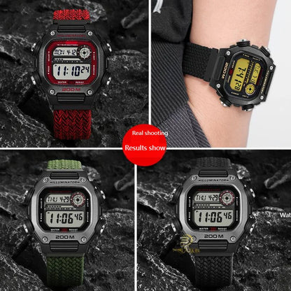 18mm Nylon Canvas Watch Strap for Casio DW-291H DW-290 W-218H W-219H - Knitted Replacement Wristband for Men