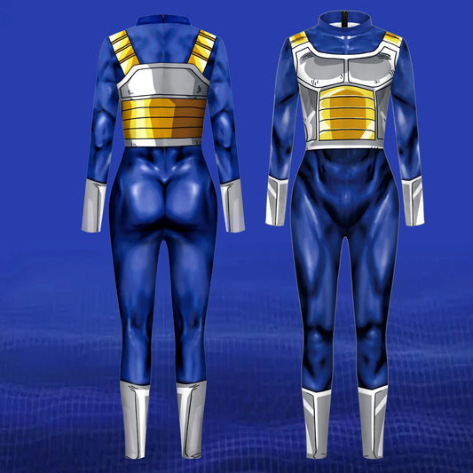Zawaland Anime Print Cosplay Bodysuit - Adult Long Sleeve Muscle Catsuit Zentai Jumpsuit Costume