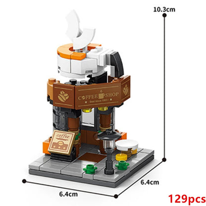 Restaurant Dessert Coffee Pet Fruit Store Building Blocks Kit - Street View Food House Model Toy
