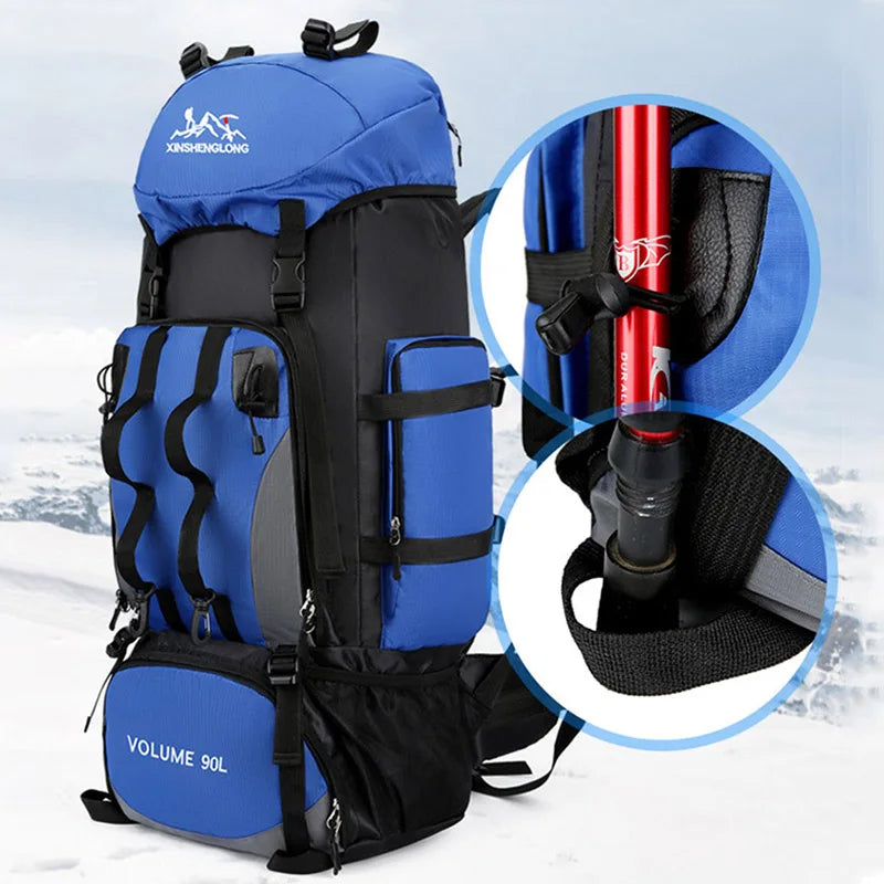 90L Waterproof Hiking Backpack – Large Capacity Trekking Rucksack for Camping, Travel & Outdoor Sports Equipment for Men