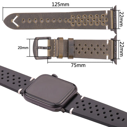 Genuine Leather Apple Watch Strap – Compatible with Series 7, 6, 5, 4, SE (40mm–49mm) for Men & Women