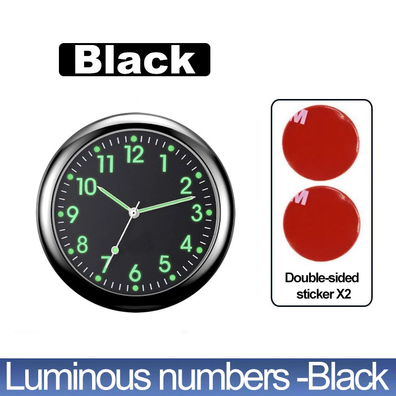 Luminous Stick-On Car Clock – Mini Quartz Digital Dashboard Watch, Glow-in-the-Dark Auto Interior Time Ornament & Car Accessory Gift