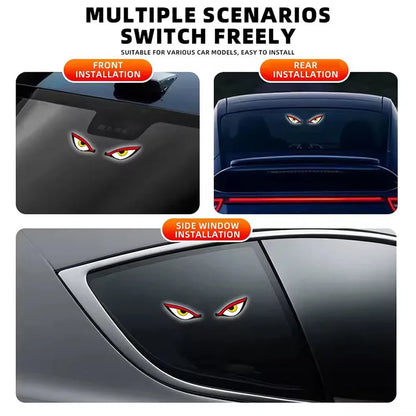 Solar Powered Car Demon Eye Light - Wireless LED Ambient Light with USB Rechargeable Design