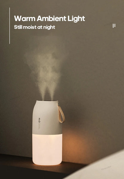 KINSCOTER Portable Double Mist Air Humidifier – 300ml Cold Mist Diffuser, 2000mAh Car Air Purifier & USB Mini Air Freshener