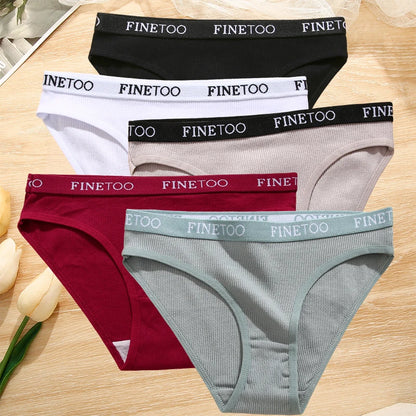 5-Pack Women’s Cotton Panties – Sexy Comfort Briefs with Letter Print & Waistband (M-XXL)