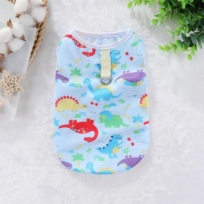 Cooling Summer Pet Vest - Soft Cartoon Dog Cat Shirt for Small Medium Large Dogs Puppy French Bulldog Clothing