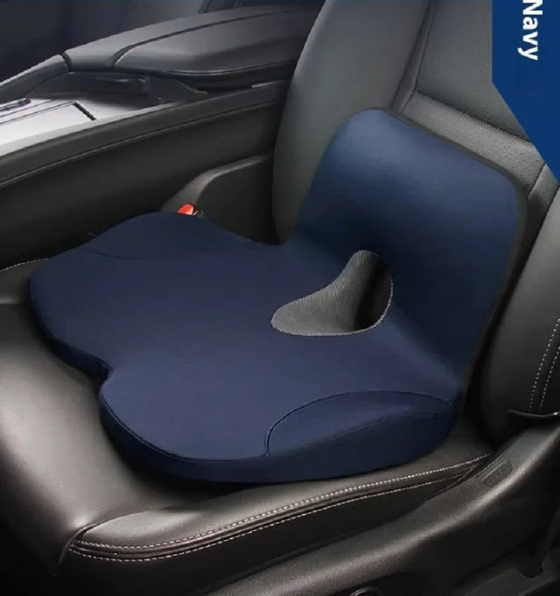 Memory Foam Seat Cushion & Back Support Pillow Set — Orthopedic Ergonomic Coccyx, Hip, and Lumbar Relief for Office Chair & Car