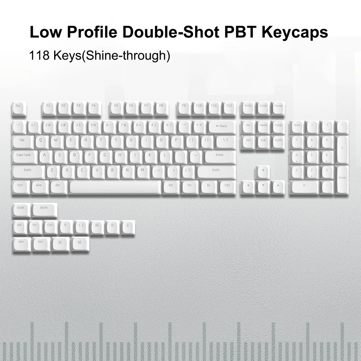 143-Key Low-Profile PBT Keycap Set - Double-Shot Keycaps for Gateron & Cherry MX Switches
