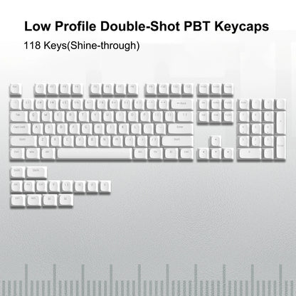 143-Key Low-Profile PBT Keycap Set - Double-Shot Keycaps for Gateron & Cherry MX Switches