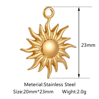 Stainless Steel Sunburst Sun Moon Star Charms Pendant – DIY Jewelry Making for Necklace, Bracelet & Earrings