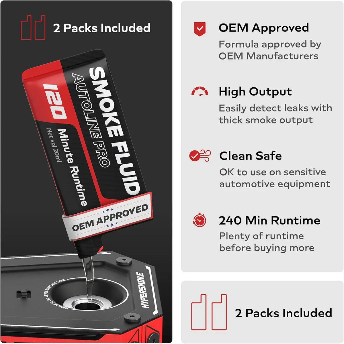 S11 AutoLine Pro HyperSmoke Automotive Smoke Machine - Adjustable Pressure EVAP & Vacuum Leak Tester