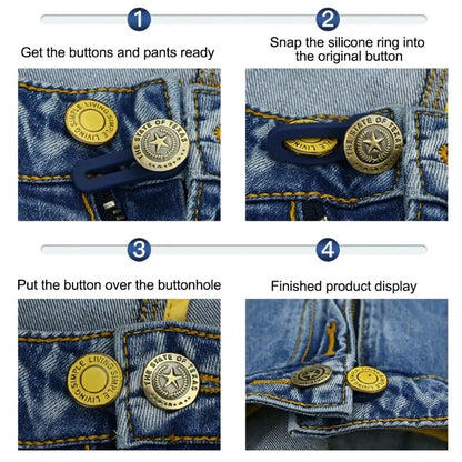 5pcs Metal Button Extender Kit: Retractable Jeans Waist Button Fixing, Perfect for Pants & Jeans - No Sewing Required