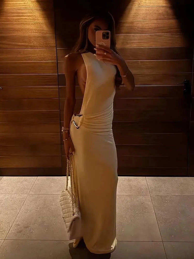 Townlike Pleated Slim Bodycon Mini Dress for Women – Backless Ribbon Sexy Party & Nightclub Evening Summer Dress 2025