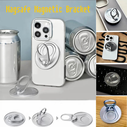 MagSafe Magnetic Zip Top Can Phone Holder – 360° Rotating Alloy Ring with Strong Suction Wall Sticker