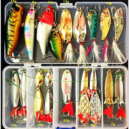 Fishing Lures Set for Freshwater & Saltwater – Hard Wobblers, Metal Jig Spoons & Soft Silicone Baits Fishing Tackle Kit