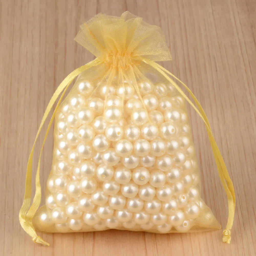 100pcs Organza Gift Bags – 7×9, 9×12, 10×15, 13×18cm Wedding & Jewelry Pouches