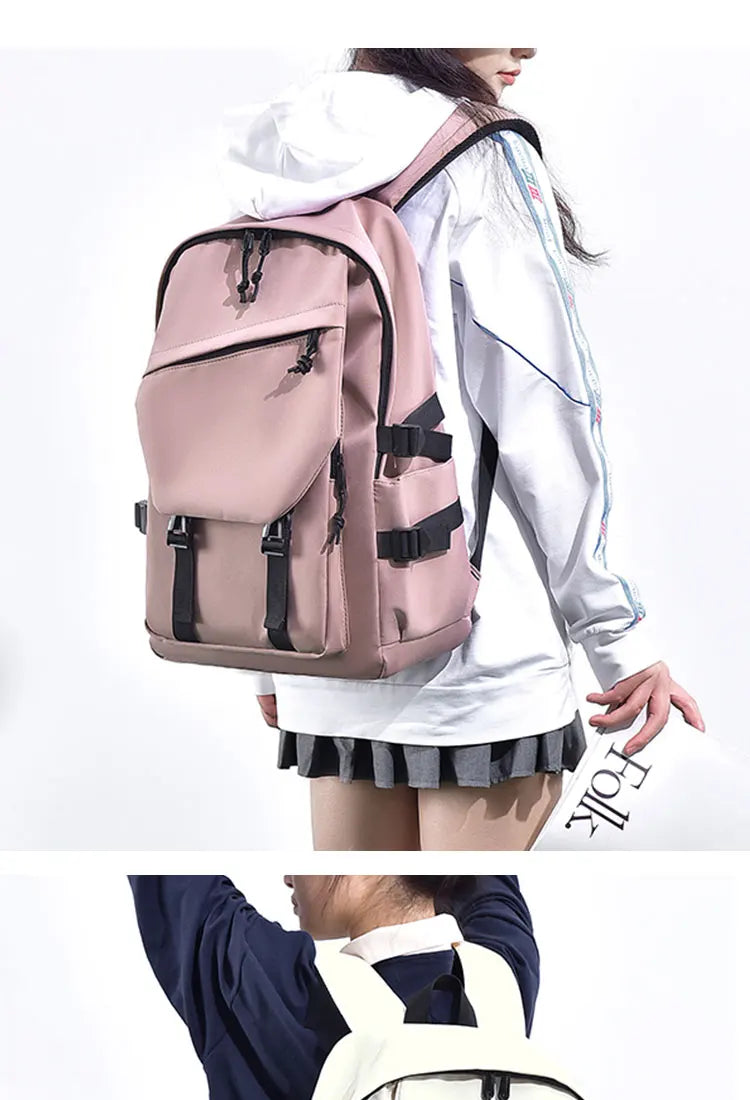 15 Inch Polyester Waterproof Men’s Backpack – Simple, Fashionable Student & Couple Computer Bag