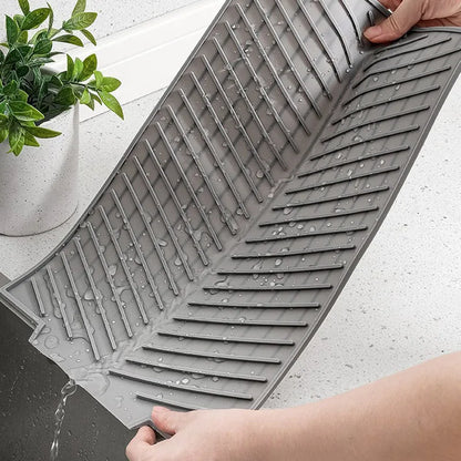 Silicone Draining Board Mat | Folding Drying Pad with Raised Edges for Kitchen Pots & Cups | S/M/L Sizes