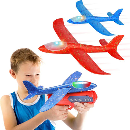 Outdoor Catapult Gun Toy for Children - Foam Plane Launcher with 15M Range - Airplane Shooting Roundabout Sports Toy - Ideal Boy's Birthday Gift