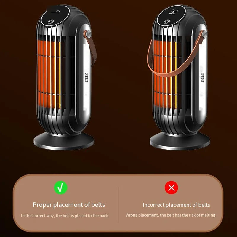 2000W PTC Ceramic Desktop Space Heater - Intelligent Fast Heating with 4 Heat Settings for Home, Office, and Bedroom