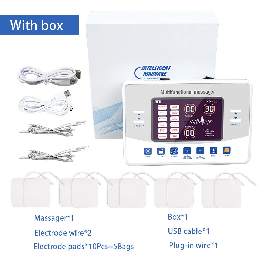 EMS Electric Muscle Stimulator — TENS Pulse Massager for Physiotherapy, Pain Relief, and Muscle Relaxation, Rechargeable Health Device