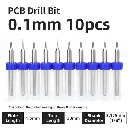 0.1–1.0mm Micro Carbide PCB Drill Bit Set – Tungsten Steel Bits for CNC, Wood & Circuit Board Precision Drilling