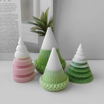 3D Origami Christmas Tree Silicone Mold — DIY Aroma Candle, Plaster & Gel Mold for Handmade Creative Holiday Decorations