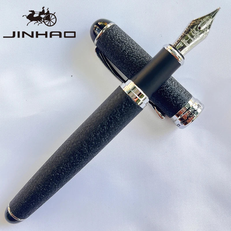 Jinhao X750 Fountain Pen Set - Medium Nib with Ink Converter, Silver Trim Calligraphy Writing Pen & Gift Set