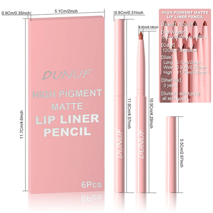 6pcs Waterproof Lip Liner Set - Long-Lasting Non-Fading Makeup Pencil Collection