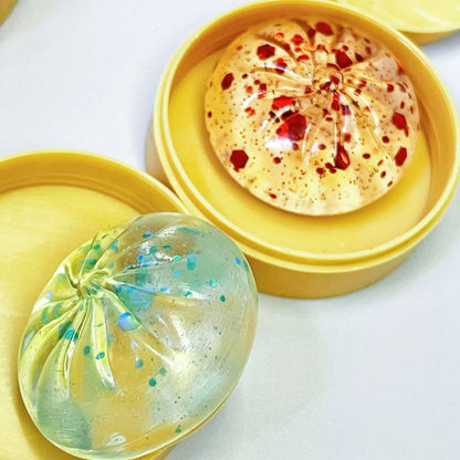 Crystal Mini Dumpling & Steamed Bun Squishy Set - Soft Squeeze Stress Relief Fidget Toys with Steamer, Party Favors & Gifts