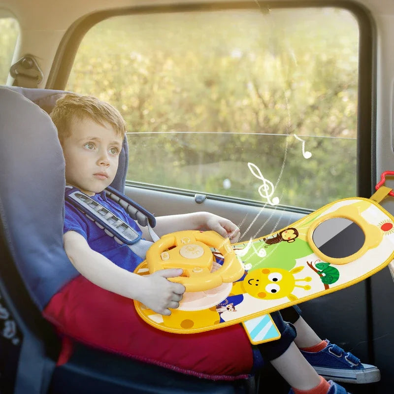 Kids Electric Copilot Steering Wheel Toy – Musical Simulated Driving Car Seat Educational Sound Toy