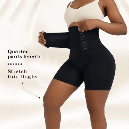 Women's Shapewear Tummy Control Shorts – High-Waisted Body Shaper Fajas with Hook Butt Lifter Slimming Underwear